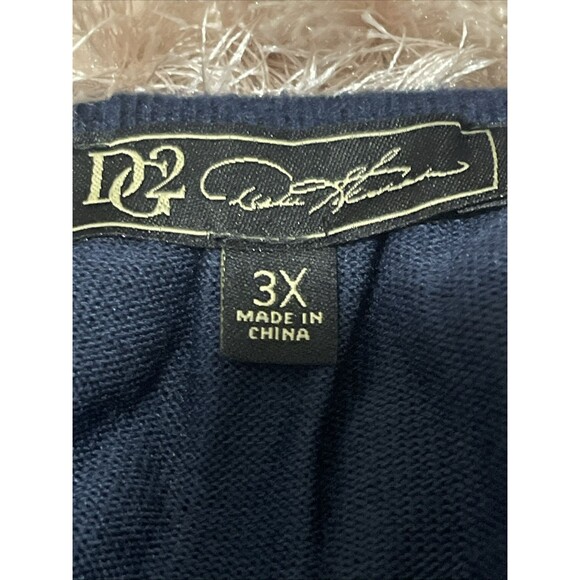 Diane Gilman Top Womens 3X‎ Blue Peplum Long Sleeve Pullover Stretch Lightweight - Picture 2 of 10